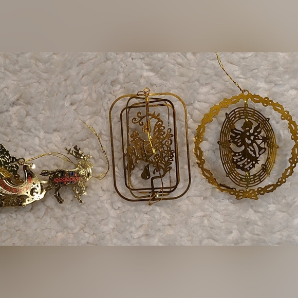 Vintage 12 Days of Christmas pierced metal tree ornaments, lot of 6 - Picture 5 of 5